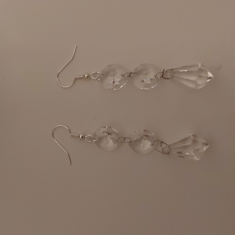 Handmade Faux Diamond pendant formal earrings